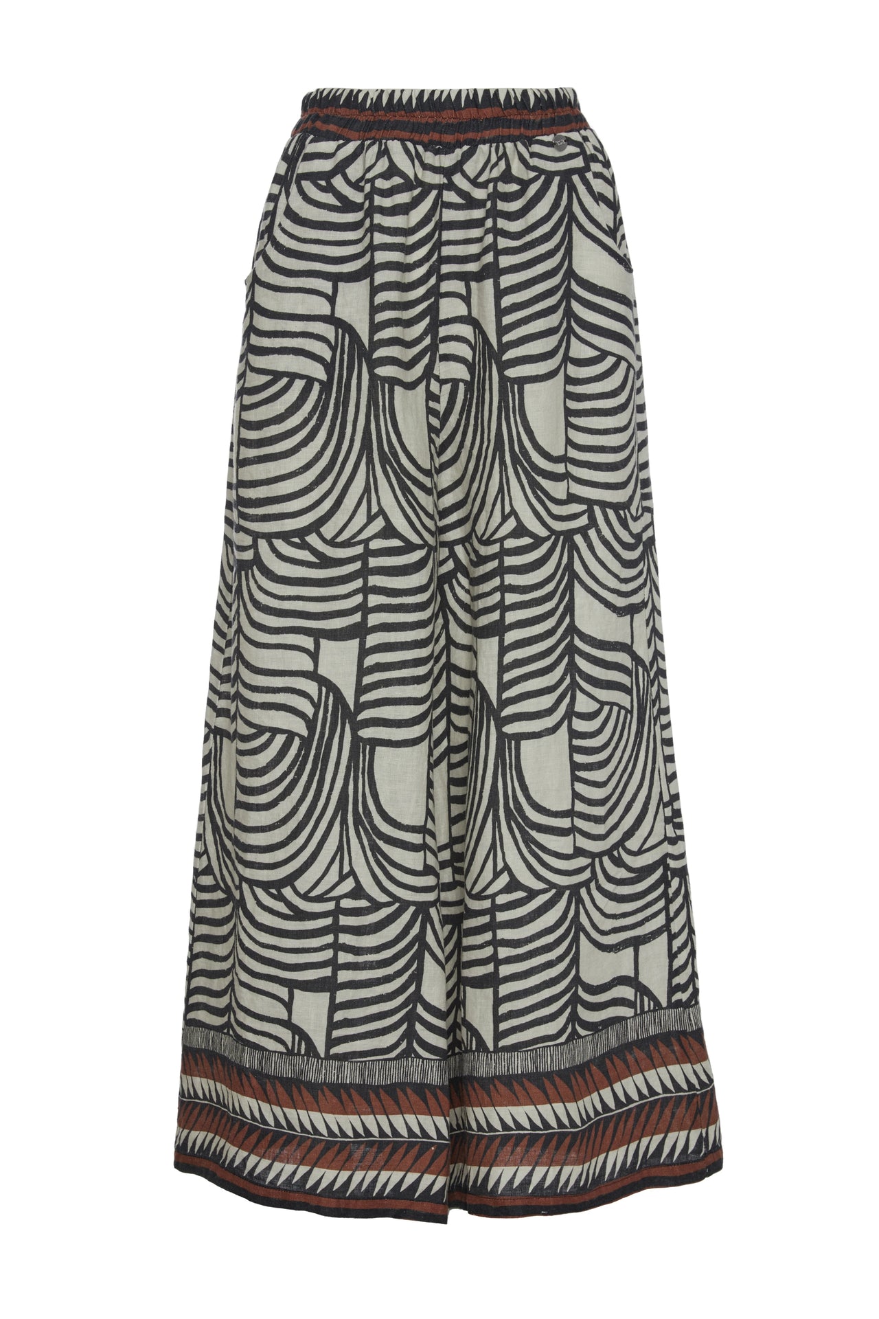 Printed linen wide-leg trouser