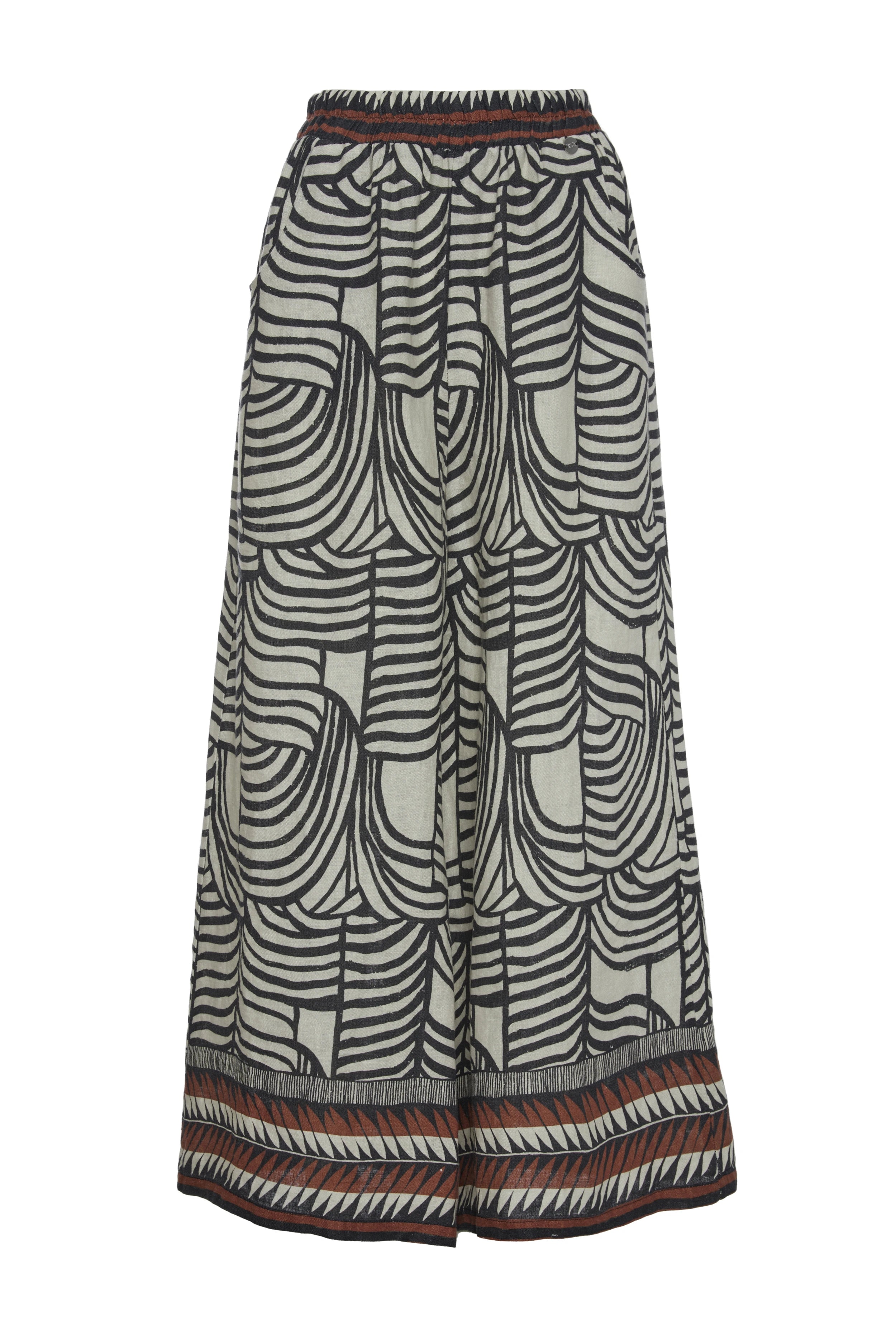 Printed linen wide-leg trouser