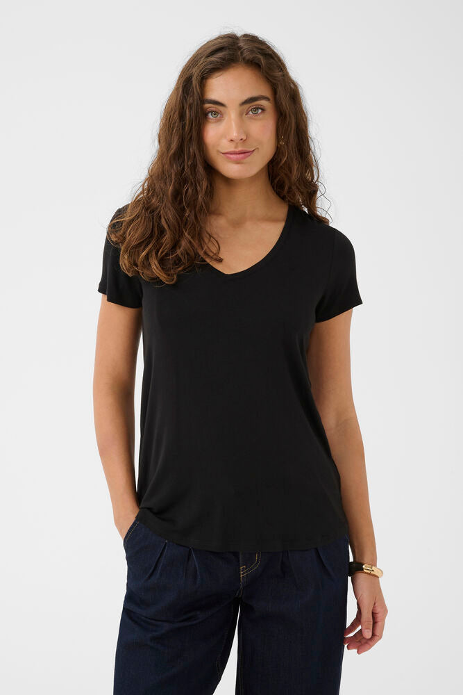 Poppy V-neck T-Shirt - Black