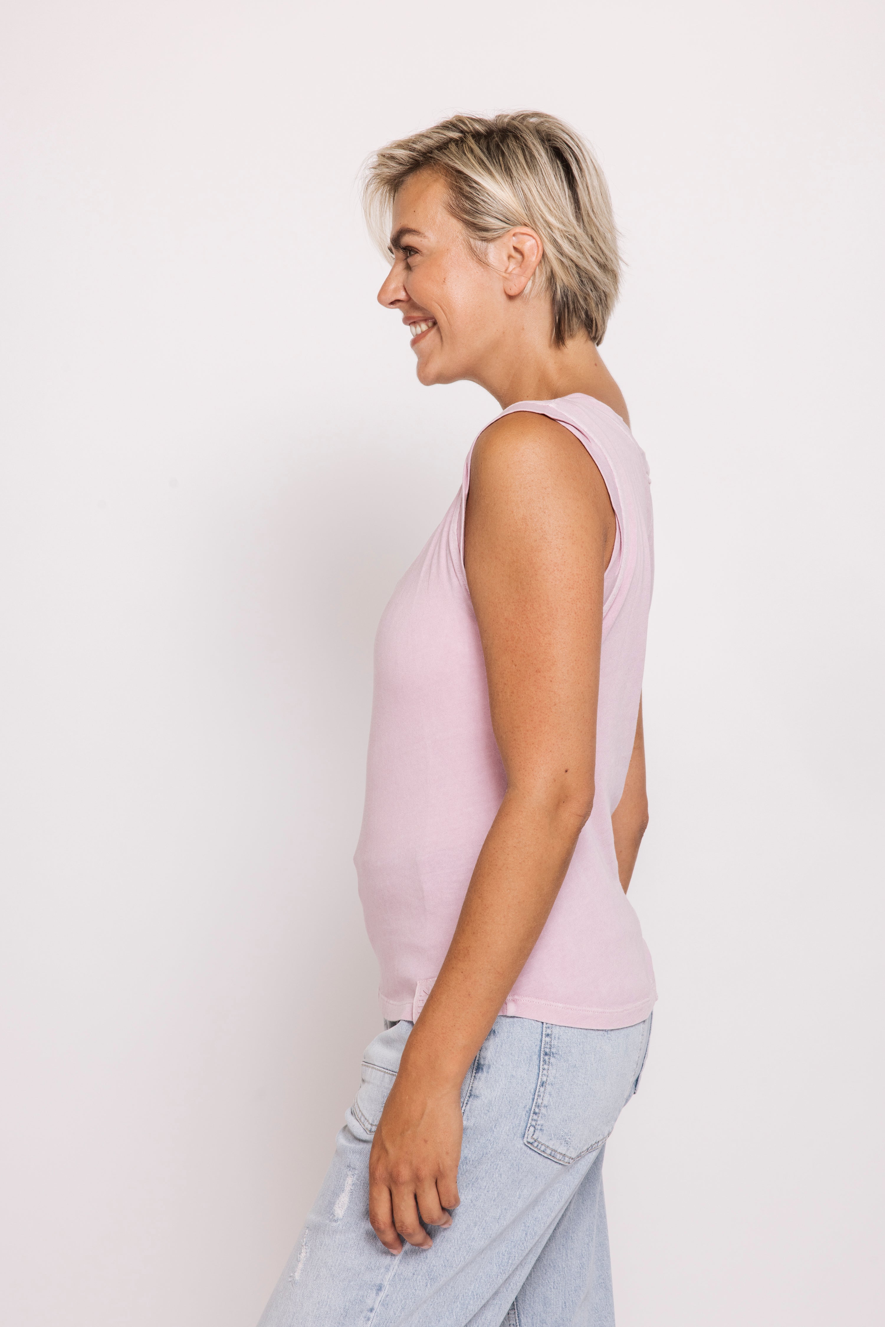 Asha Cotton V-Neck Top - Pink