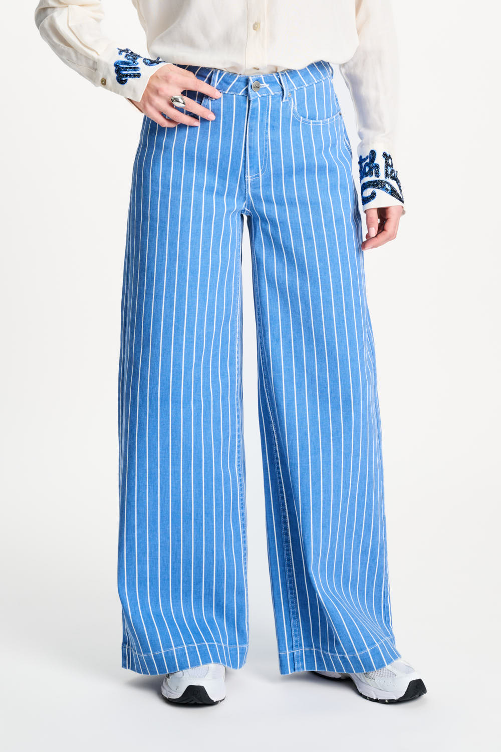 Denim Stripes Blue Jeans