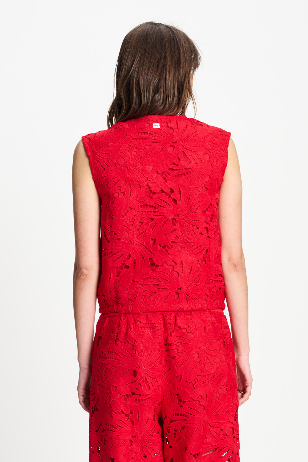 Lace Bloom Red Top