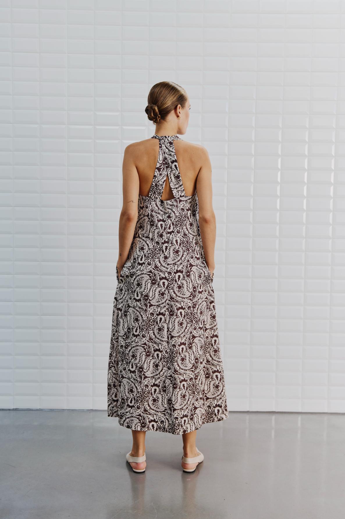 Amina Talia SL Midi Dress – Paisley Print