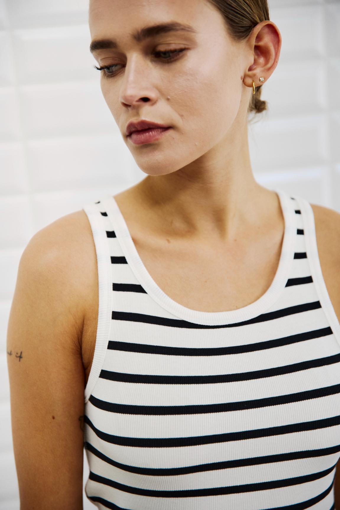 Dordi Striped Tank - Black